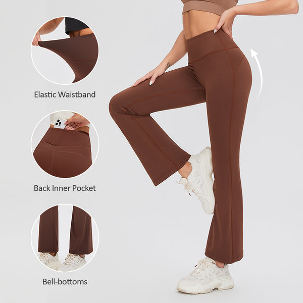 Women's High Waist Flare Leg  Tummy Control Leggings Lulu Groove Casual Comfy Breathable Leggingsfor Women Sports Outdoor Clothing 7 Colors Inseam 30IN