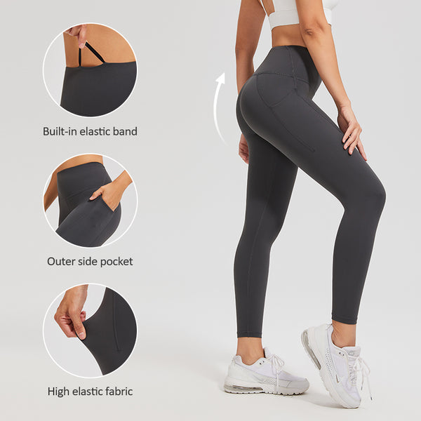 Women's High Waist Slim Fitting Lulu WunderTrain Leggings Breathable Leggings Inseam 24IN