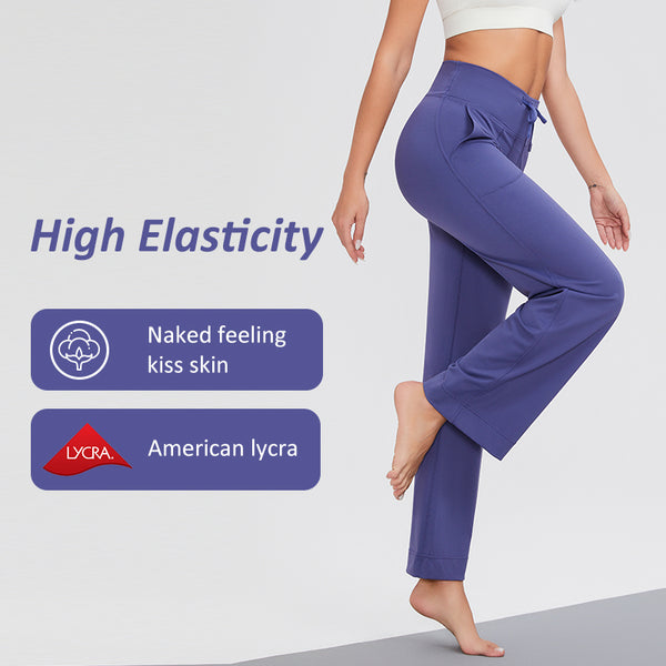 Women's  Wide Leg Elastic Waistband Lulu Throwbackstill Yoga Pant Breathable Leggings 7 Colors Inseam 30IN