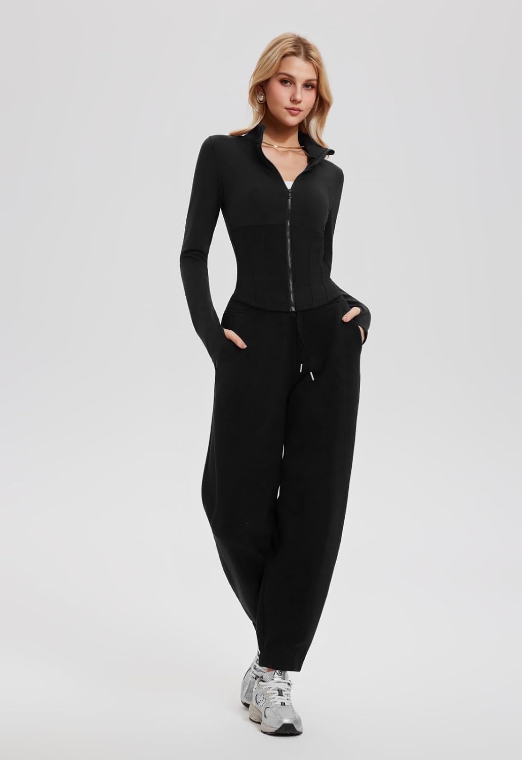 AFZ Sweat Sets for Women 2 Piece Lounge Outfits Zip Up Jackets Elastic Drawstring Jogger Pants Sweatpants Tracksuit