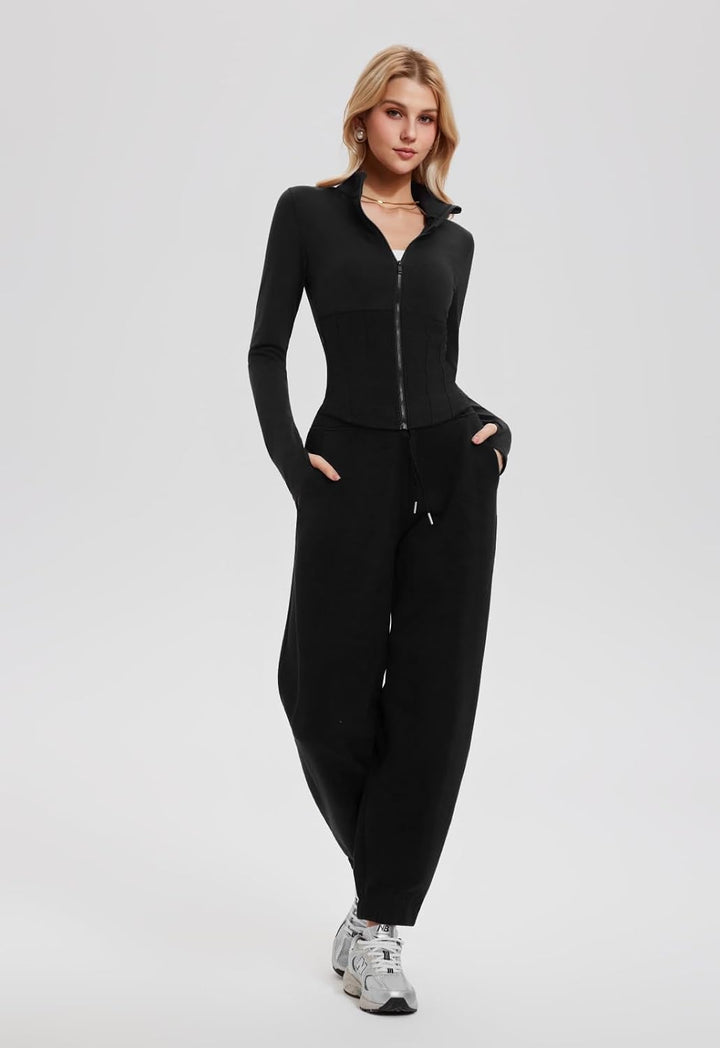 AFZ Sweat Sets for Women 2 Piece Lounge Outfits Zip Up Jackets Elastic Drawstring Jogger Pants Sweatpants Tracksuit
