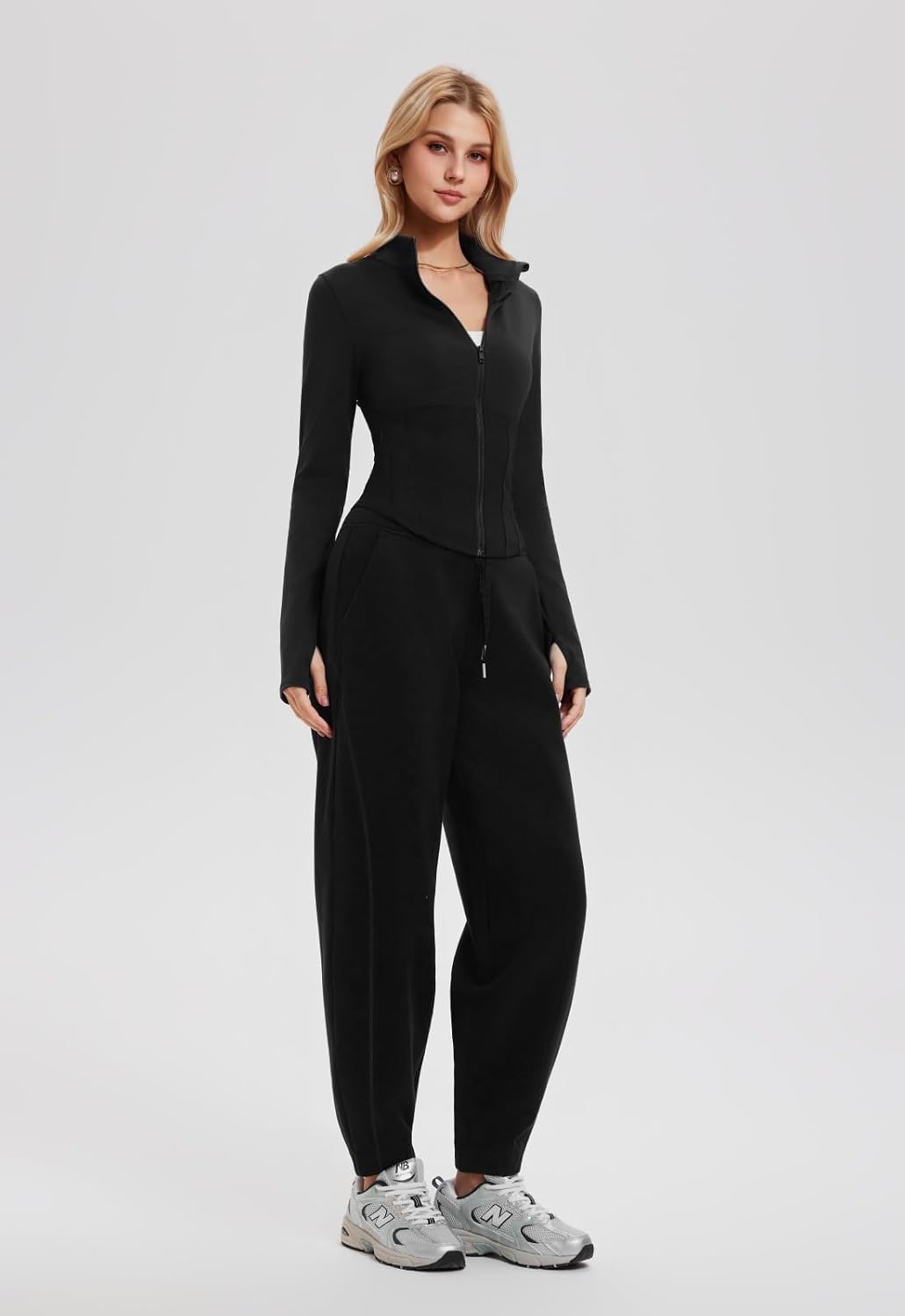 AFZ Sweat Sets for Women 2 Piece Lounge Outfits Zip Up Jackets Elastic Drawstring Jogger Pants Sweatpants Tracksuit
