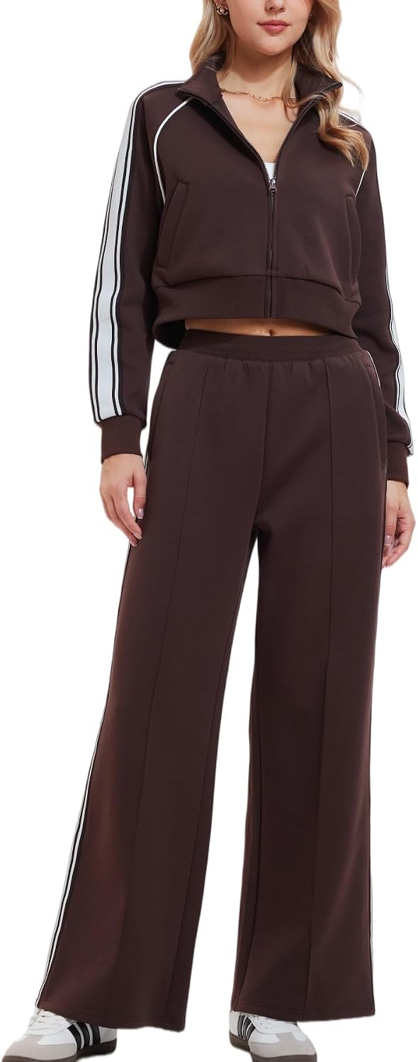 AFZ Women Two Piece Tracksuit Zip Up Sweatshirt Long Pants Outfits Jogger Sweatsuit Matching Lounge Sets
