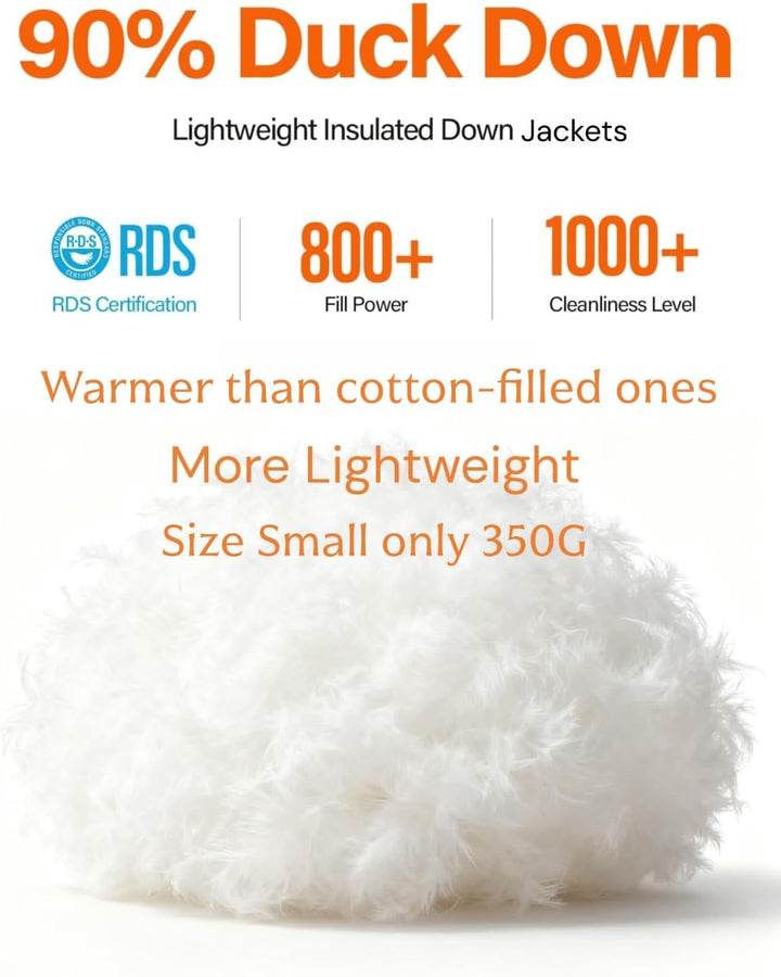 AFZ Mens Lightweight Puffer Jacket 800-Down-Fill Water Resistant Quilted Duck Down Jackets for Running