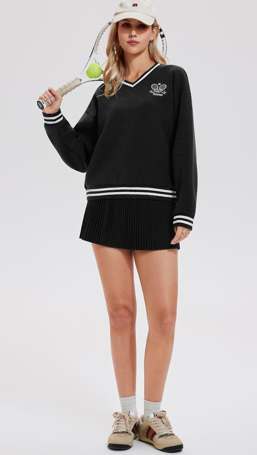 AFZ Women 2 Piece Tennis Skirt Set Athletic Sweater Skort Sets Y2K Preppy Lounge Tracksuit Outfits