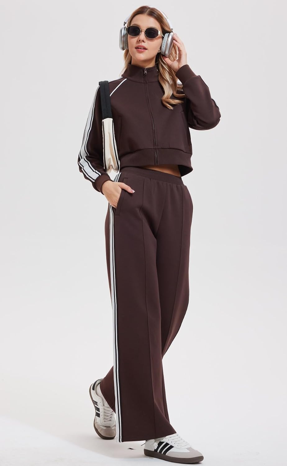 AFZ Women Two Piece Tracksuit Zip Up Sweatshirt Long Pants Outfits Jogger Sweatsuit Matching Lounge Sets