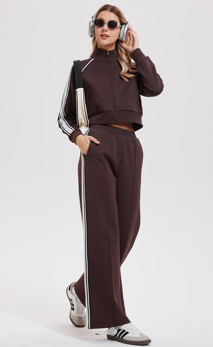 AFZ Women Two Piece Tracksuit Zip Up Sweatshirt Long Pants Outfits Jogger Sweatsuit Matching Lounge Sets