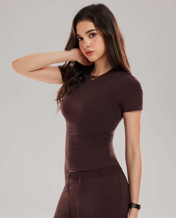AFZ Womens Cotton Fitted Tshirts Short Sleeve Summer Casual Basic Tees for Yoga