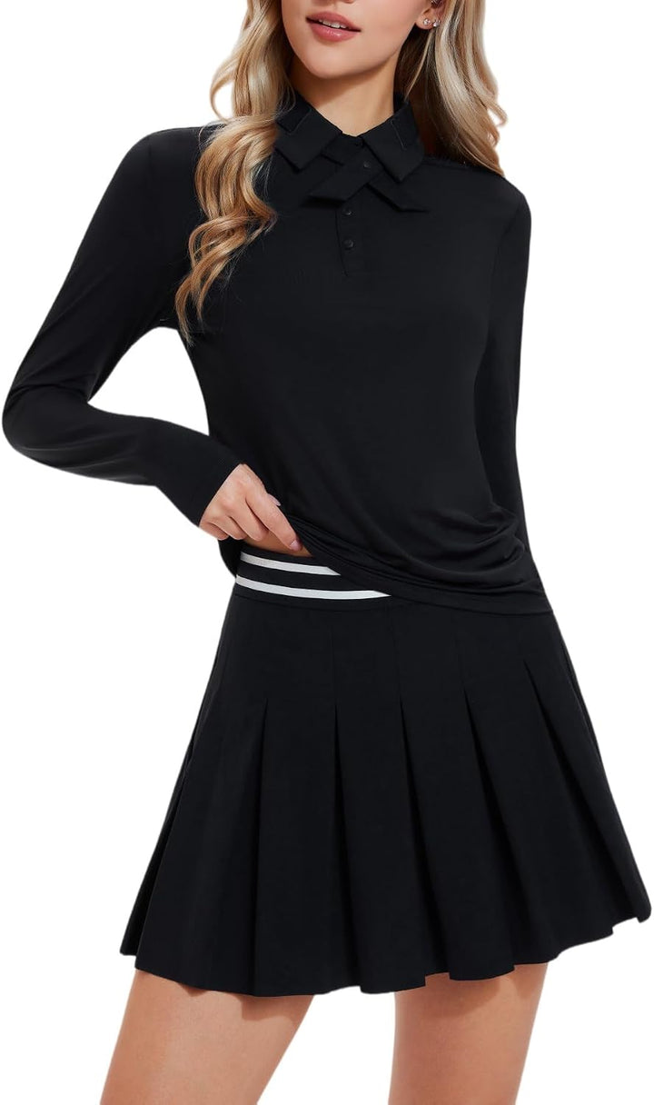 AFZ Two Piece Tennis Skirt Set for Women Cross Polo Collar Golf Dresses Athleisure Summer Vacation Outfits