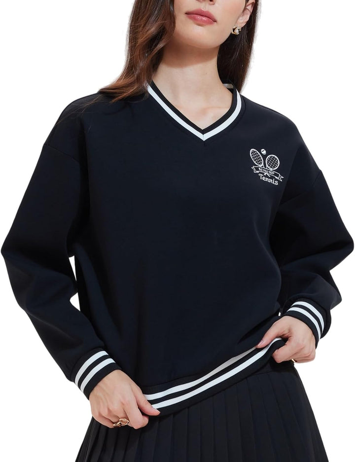 AFZ V Neck Sweatshirts for Women Loose Fit Soft Dressy Long Sleeve Pullover Sweater Tops Preppy Clothes