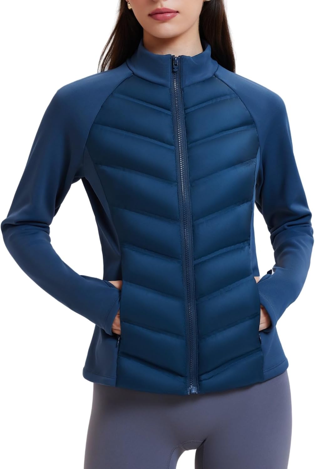 AFZ Women Lightweight Duck Down Puffer Jacket 800 Down-Fill Waterproof Quilted Jackets for Hiking Running