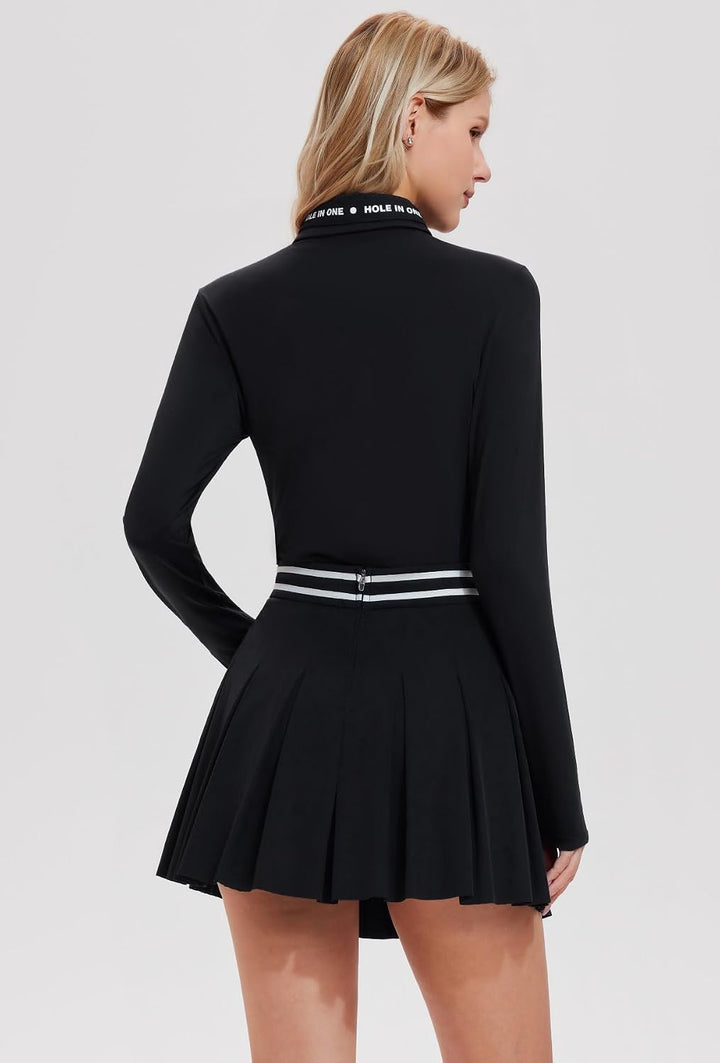 AFZ Two Piece Tennis Skirt Set for Women Cross Polo Collar Golf Dresses Athleisure Summer Vacation Outfits