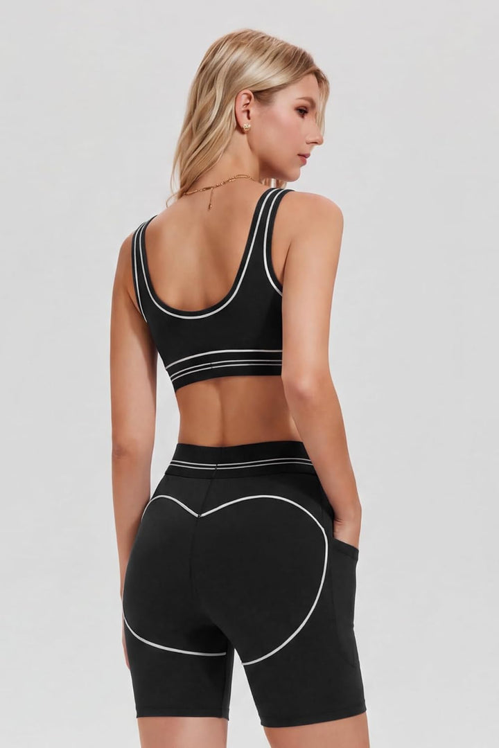 AFZ Women Two Piece Workout Sets Sports Bra Matching High Waist Bike Shorts Gym Yoga Active Wear Outfits