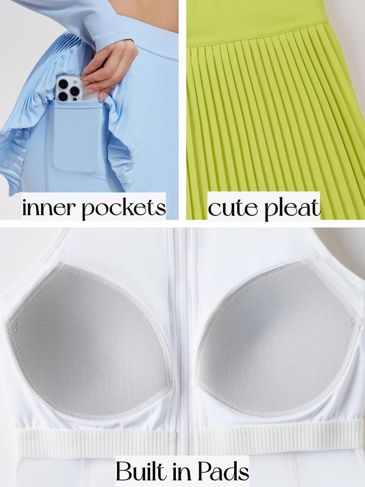 AFZ Pleated Tennis Outfits Woman Polo Athletic Dresses Golf Clothes Athleisure Sets with Shorts