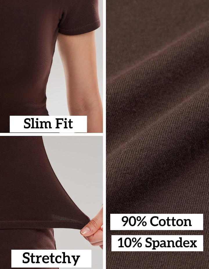 AFZ Womens Cotton Fitted Tshirts Short Sleeve Summer Casual Basic Tees for Yoga