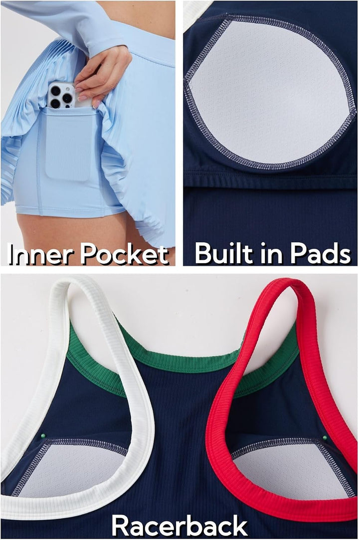 AFZ Women Pleated Tennis Skirt Set Golf Pickleball Outfits Two Pieces Athletic Dress with Built in Shorts