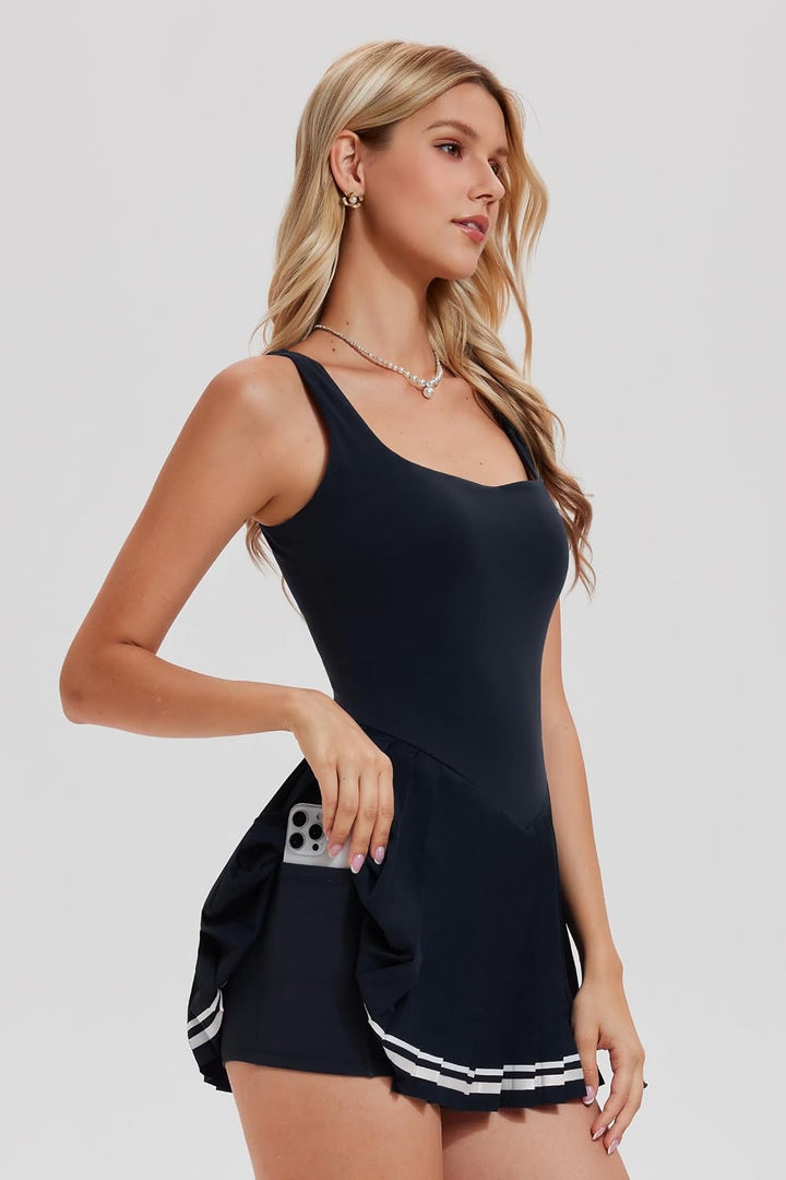 AFZ Tennis Dress for Women Summer Sleeveless Mini Dress Pleated Athletic Golf Dresses Vacation Outfits