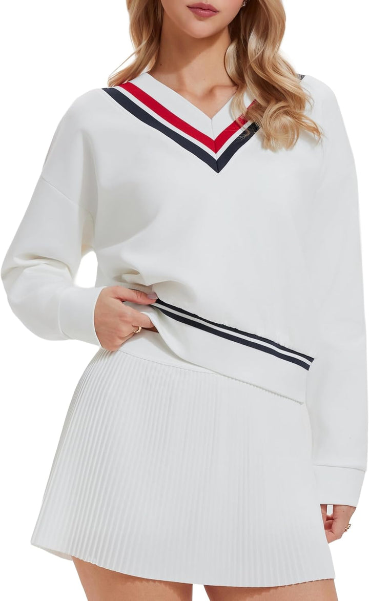 AFZ Two Piece Tennis Sets for Women Casual Sweatshirt Skirt Set Long Sleeve Golf Sweatsuits Athletic Tennis Outfits