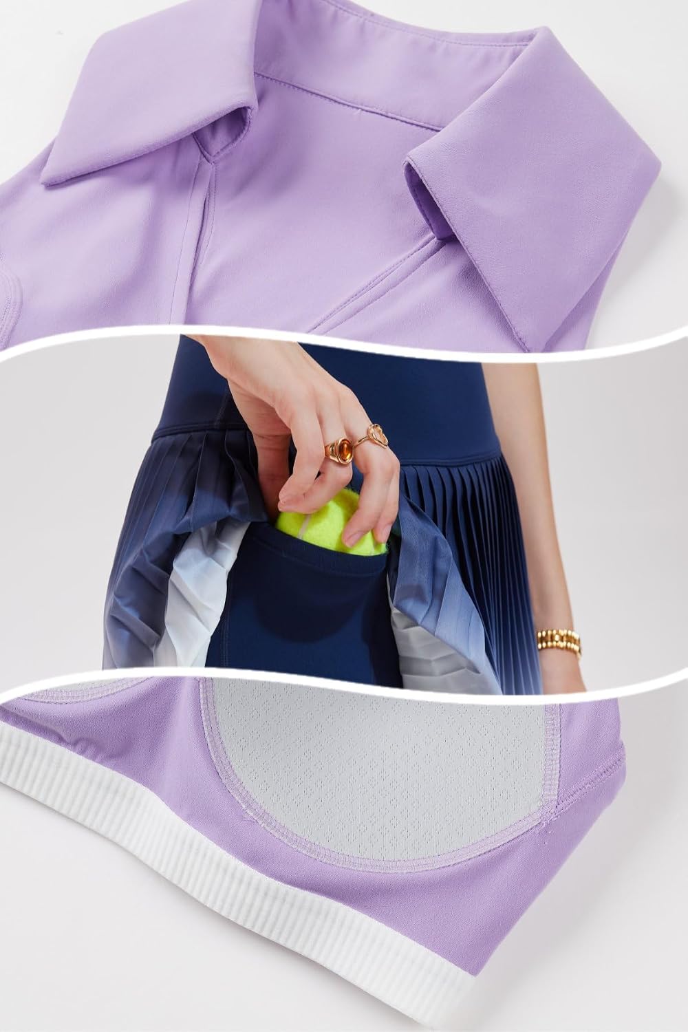 AFZ Women Pleated Tennis Skirt Set Two Piece Polo Golf Outfits Athletic Dress with Shorts